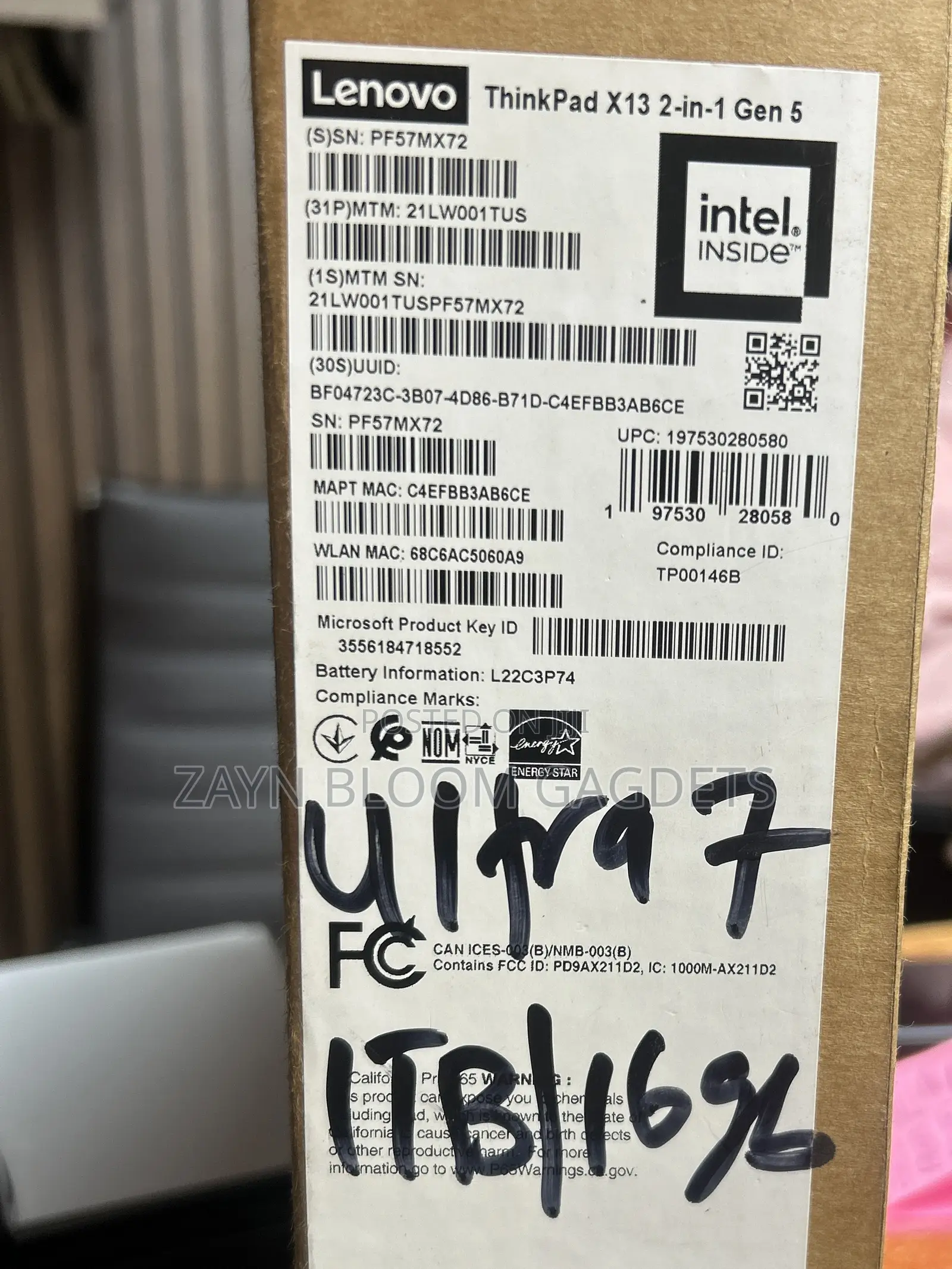 New Laptop Lenovo ThinkPad X130e 16GB Intel Core Ultra 7 SSD 1T