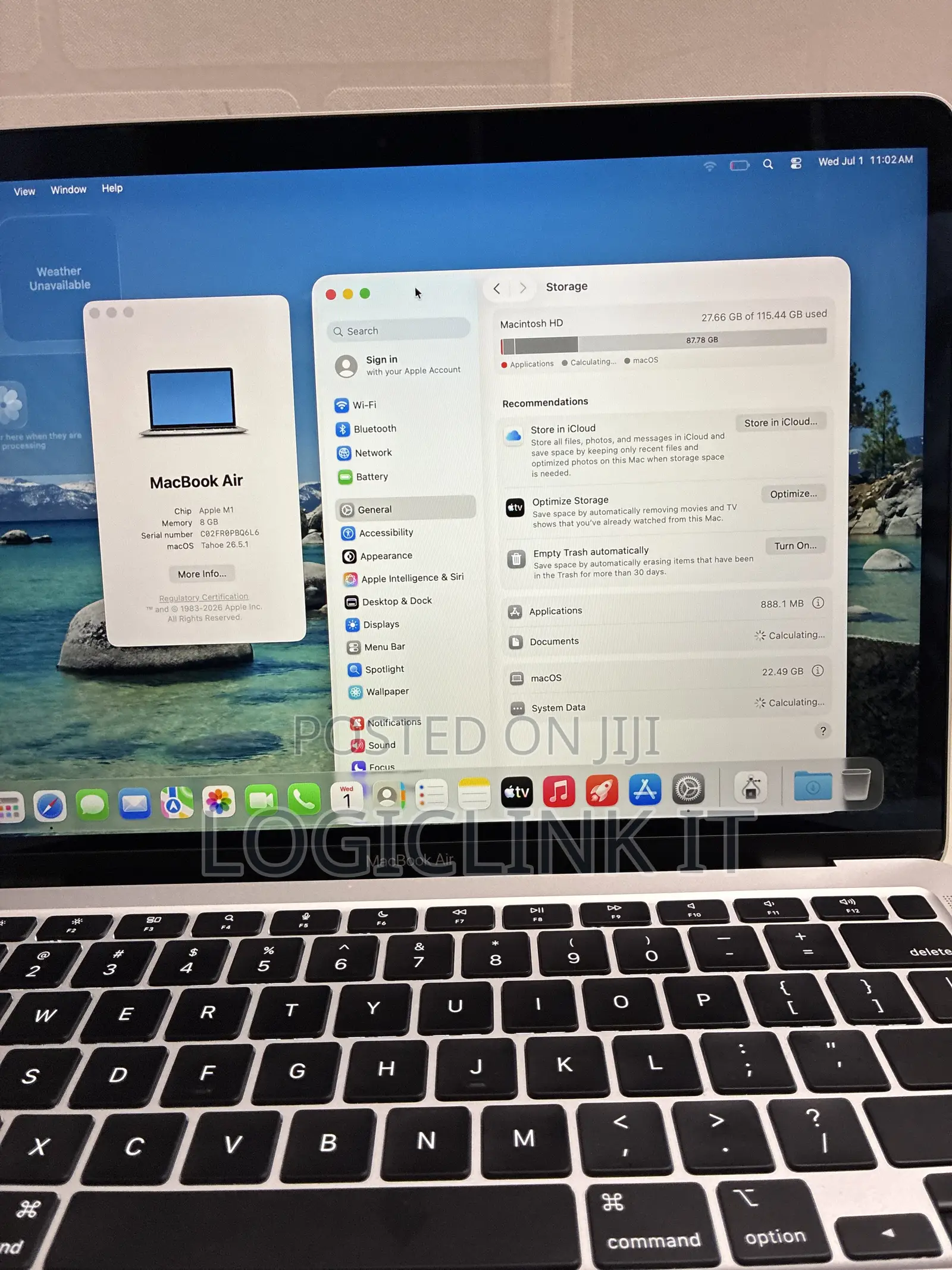 Laptop Apple MacBook Air 2020 M1 8GB Apple M1 SSD 128GB