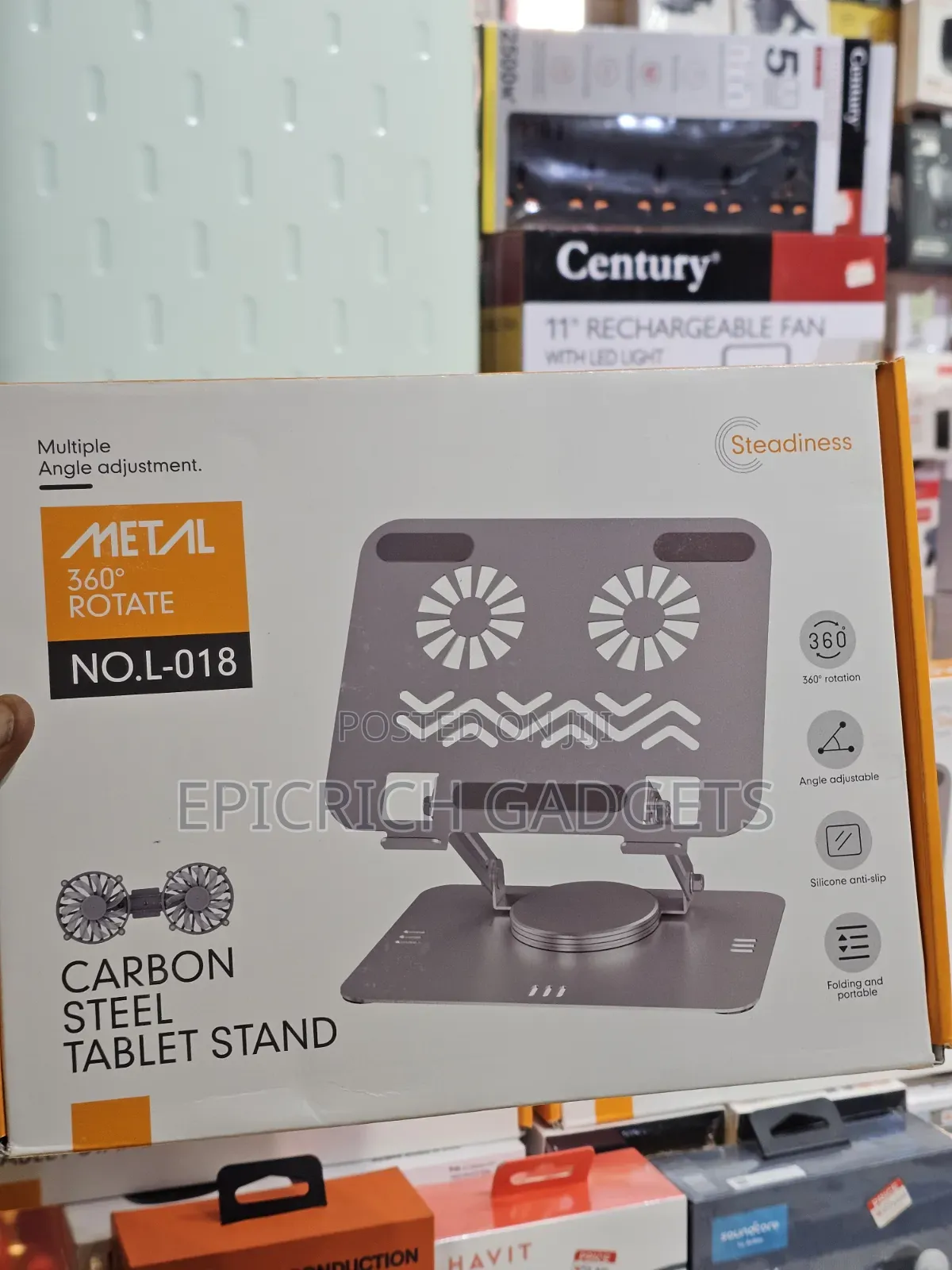 Carbon Steel Laptop Stand With Detachable Fan
