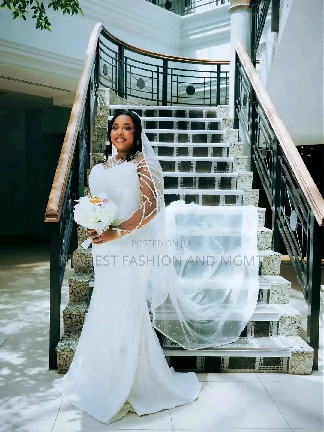 Premium Pearl-Embellished Mermaid Wedding Gown