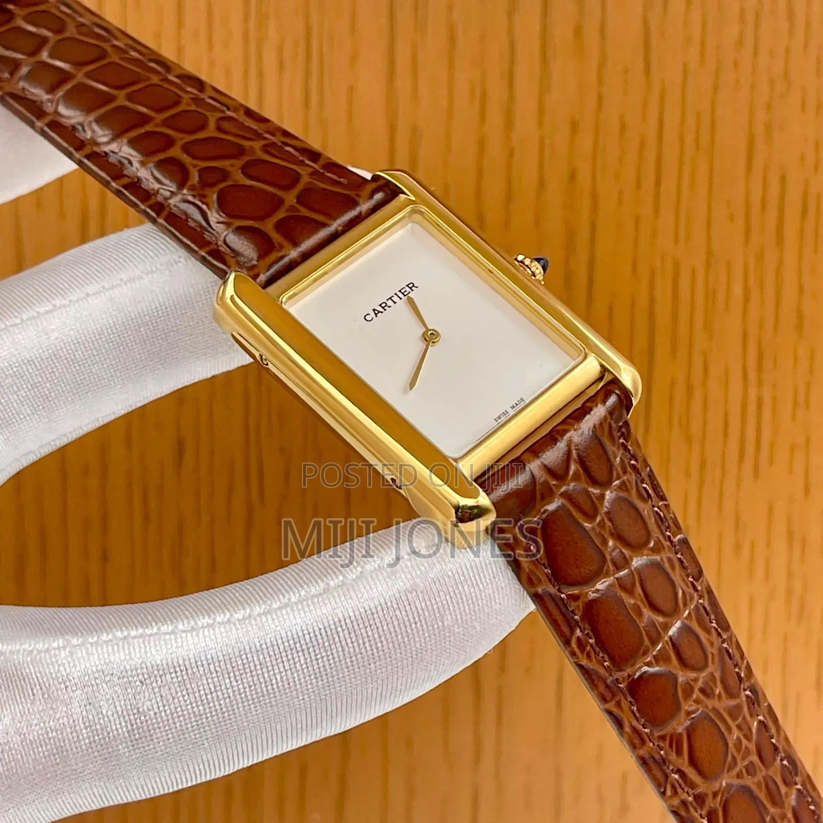 Tank Leather Flat Dial Leather Watch