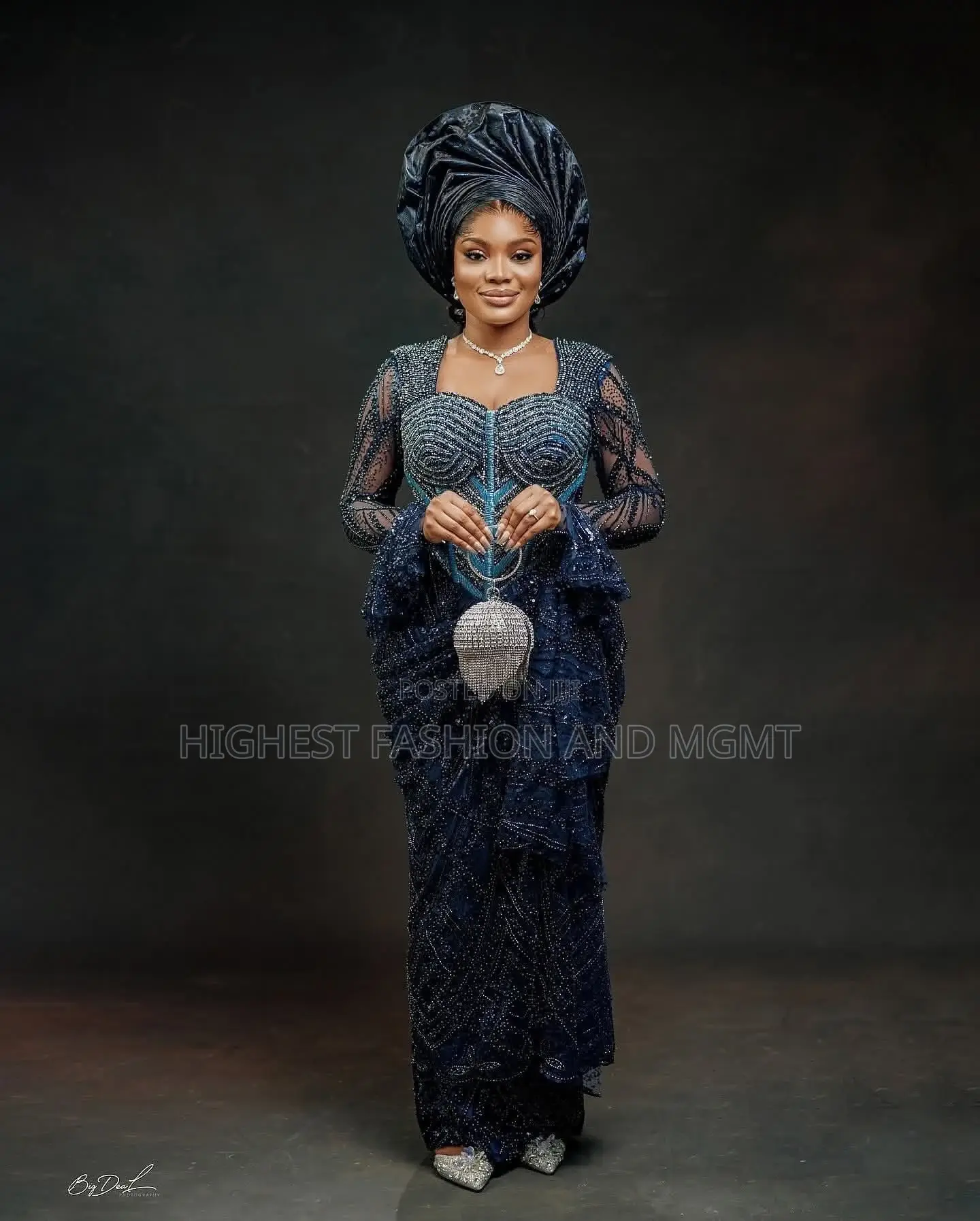 Elite Midnight Navy Beaded Gown