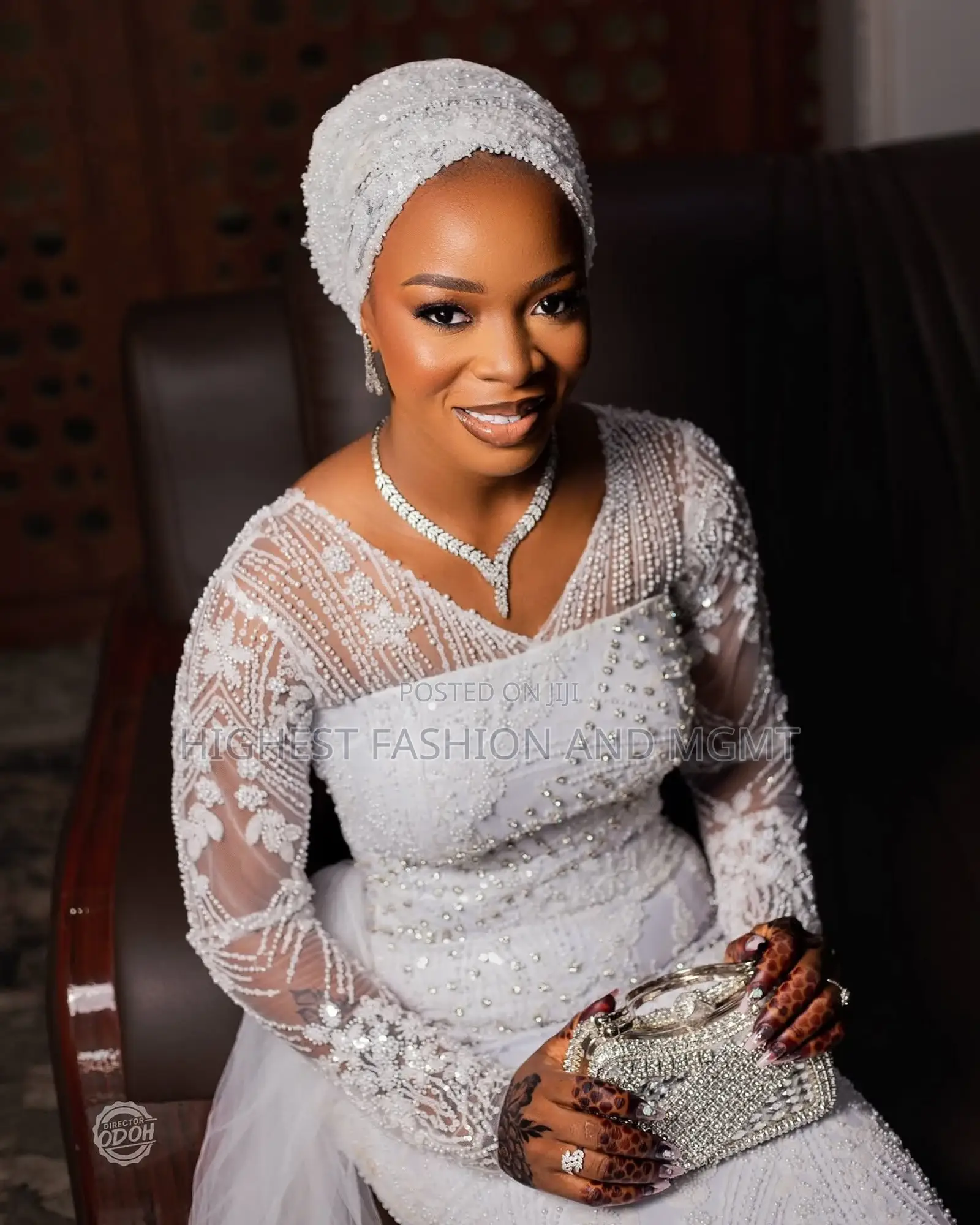 Premium Pearl All-White Nikkah Mermaid Gown Set