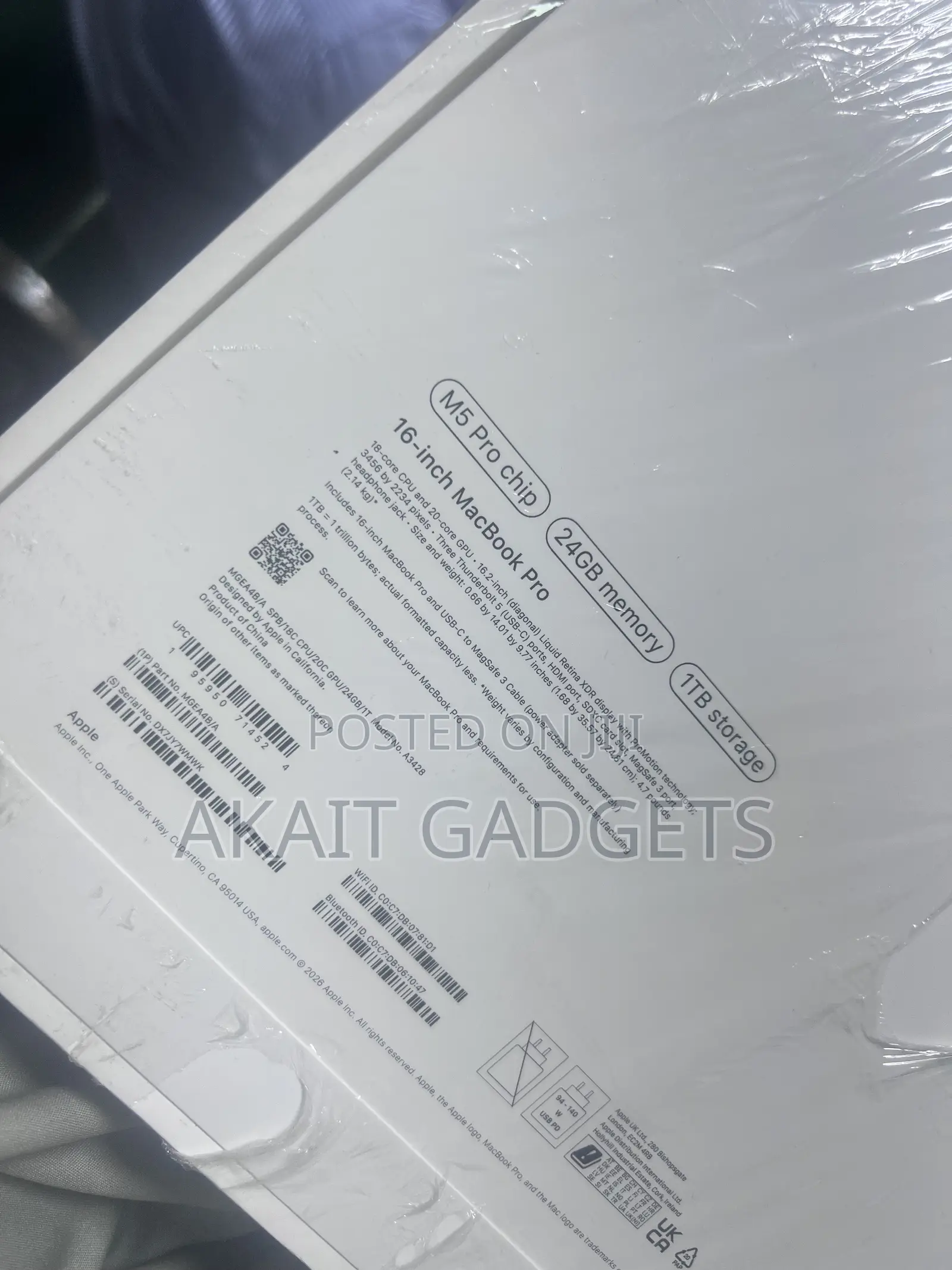 New Laptop Apple MacBook Pro 24GB Apple M5 Pro SSD 1T