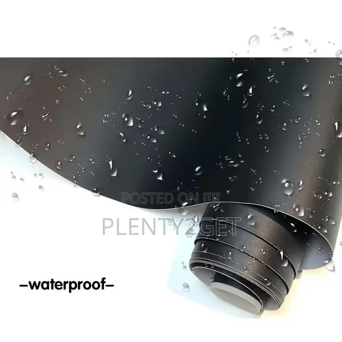 Black Self-Adhesive Vinyl Wrap, Waterproof Scratch-Resistant Breathabl