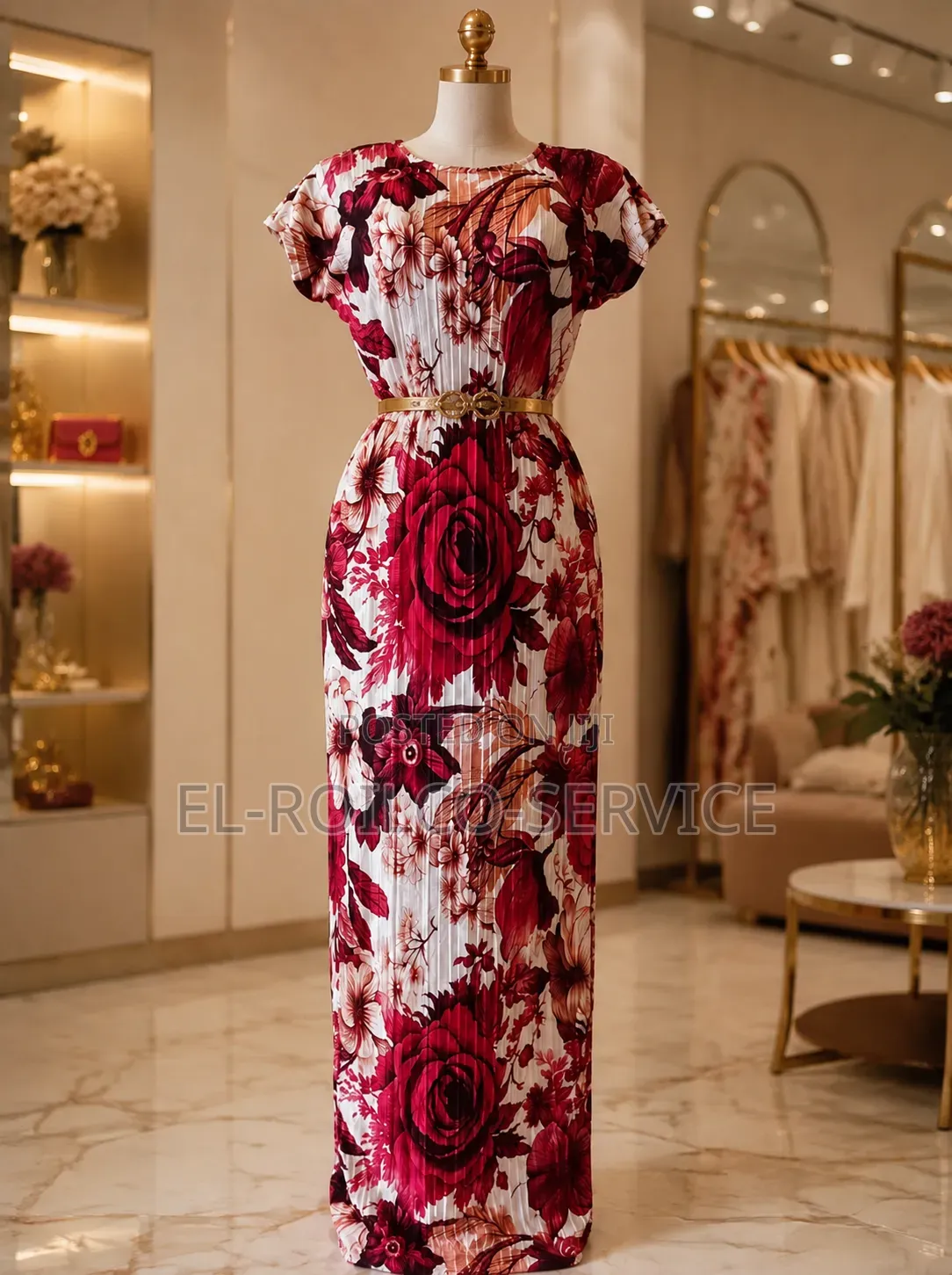 Floral Elegance Pleated Maxi Dress