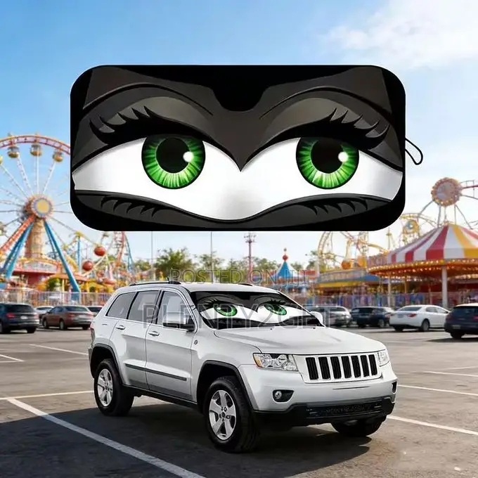 Car Sunshade Windshield Blackout Green Eyes Summer Sunshade Sun Protec