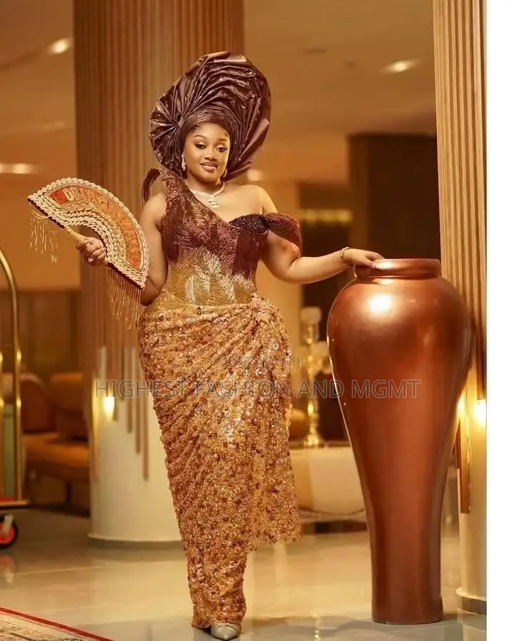Premium Metallic Bronze Corseted Bridal George Gown
