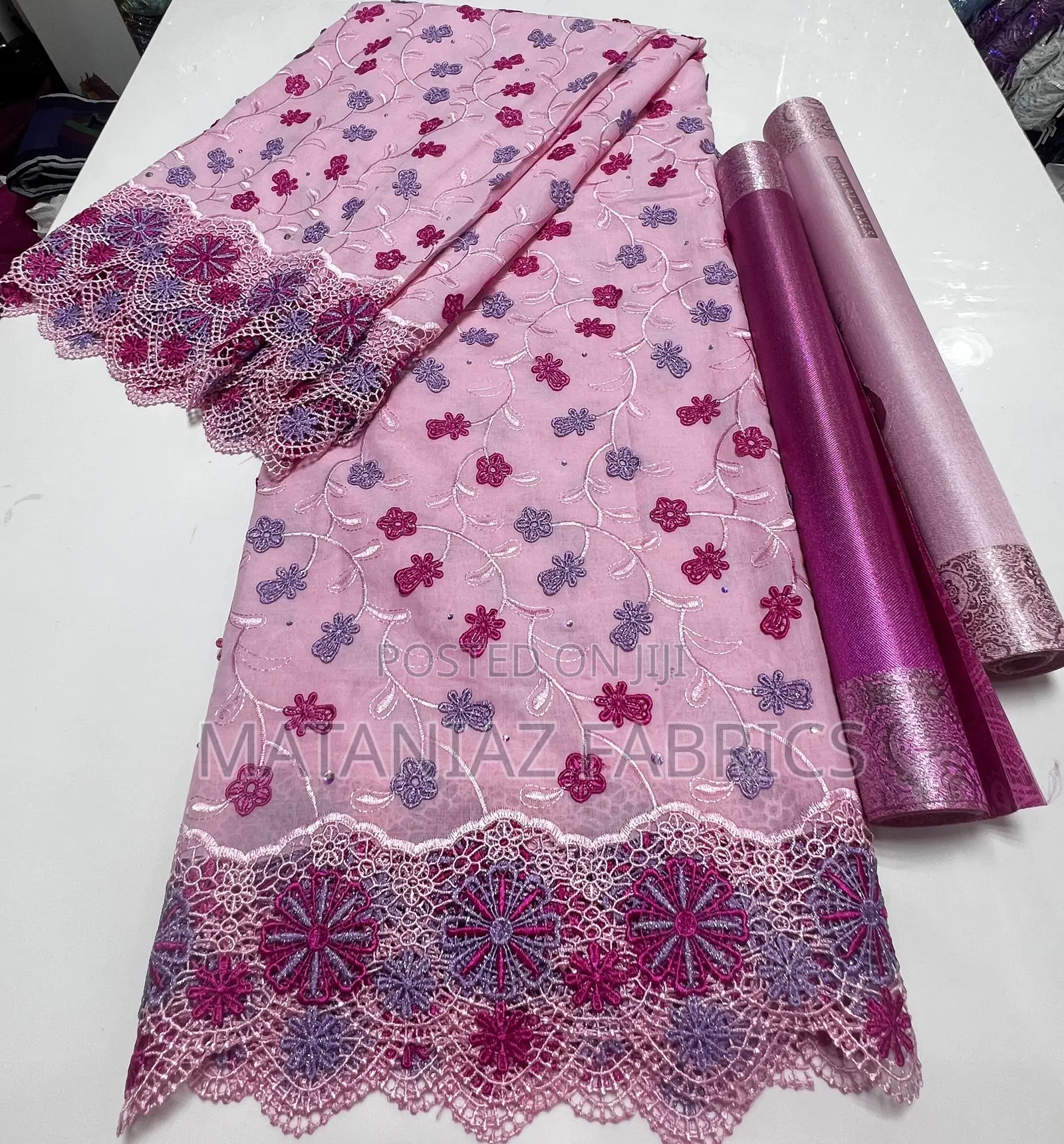 Swiss Voile Lace With Matching Gele– Luxury Party Fabric | 5 Yards