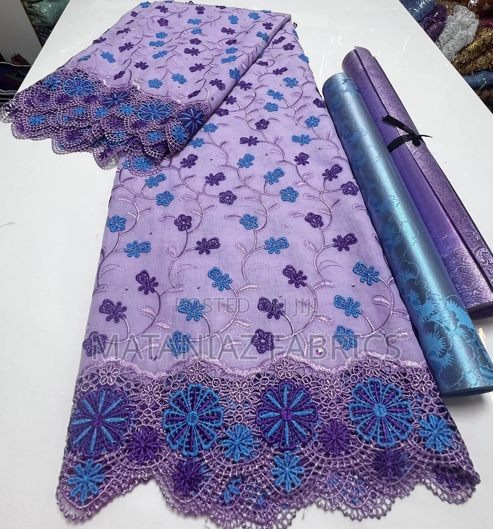 Swiss Voile Lace With Matching Gele– Luxury Party Fabric | 5 Yards