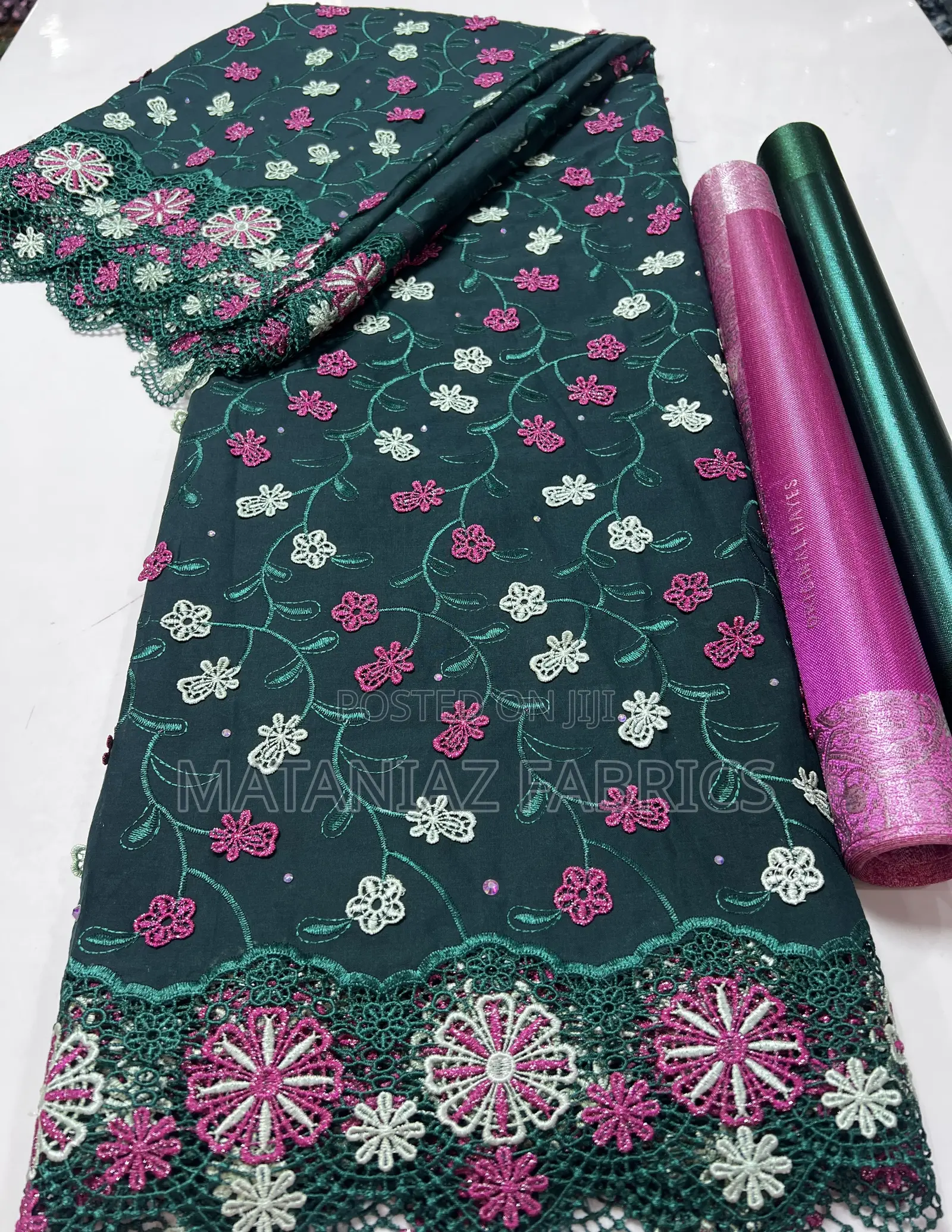Swiss Voile Lace With Matching Gele– Luxury Party Fabric | 5 Yards