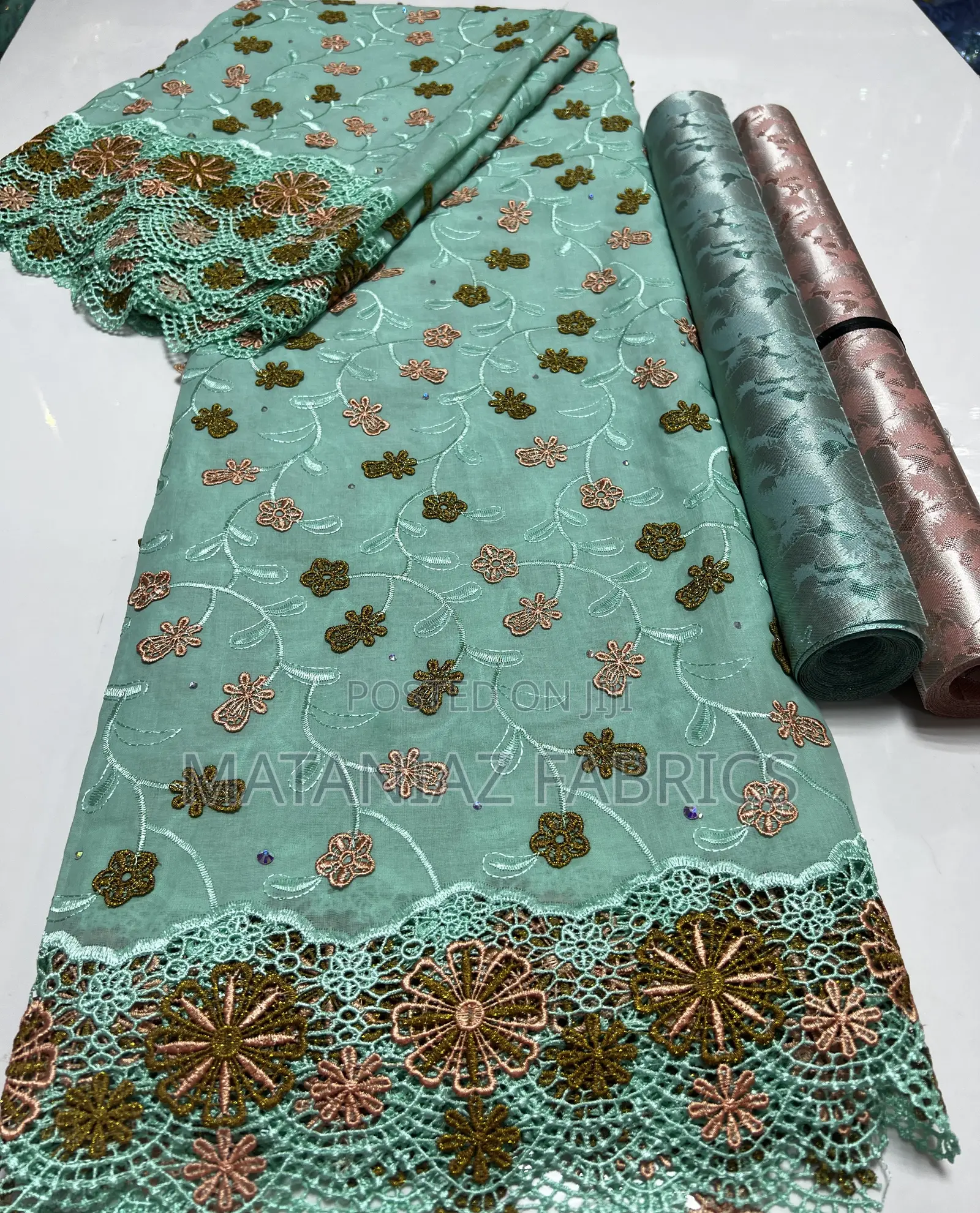 Swiss Voile Lace With Matching Gele– Luxury Party Fabric | 5 Yards