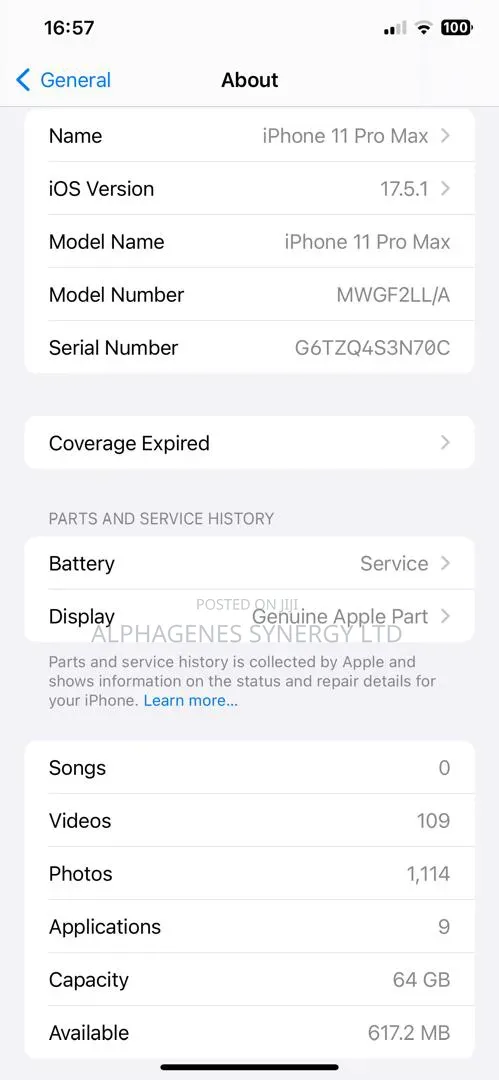 Apple iPhone 11 Pro Max 64 GB Gray