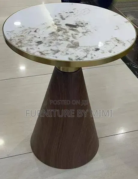 Luxury Ceramic Side Stool / End Table – Walnut Gold Base