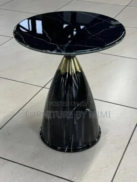 Luxury Ceramic Side Stool / End Table – Walnut Gold Base