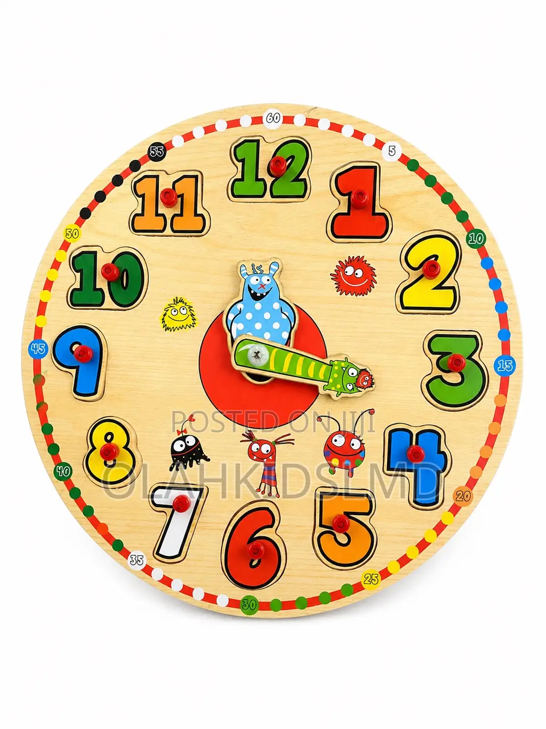Wooden Monster Clock Puzzle – Educational Time-Telling Toy for Kids