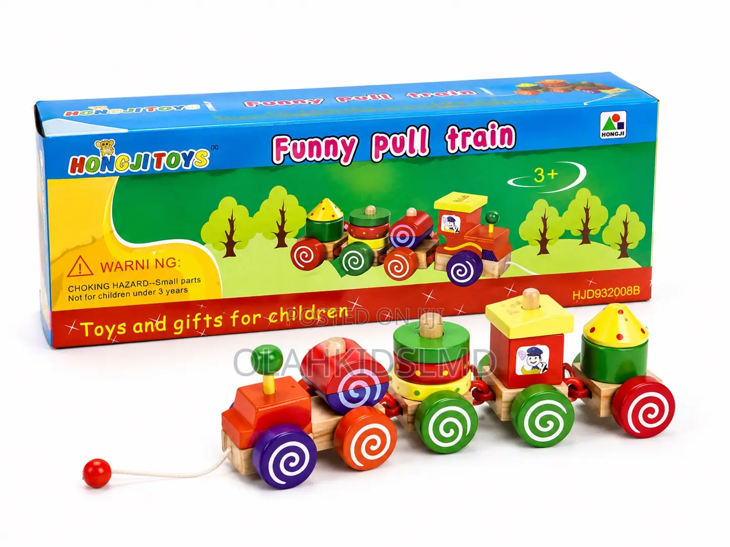 Wooden Pull-Along Train Toy Set – Colorful Stacking Blocks for Toddle
