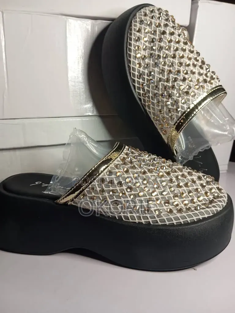 Women Trending High-Heeled Sandals With Full Rhinestones Wedge Design