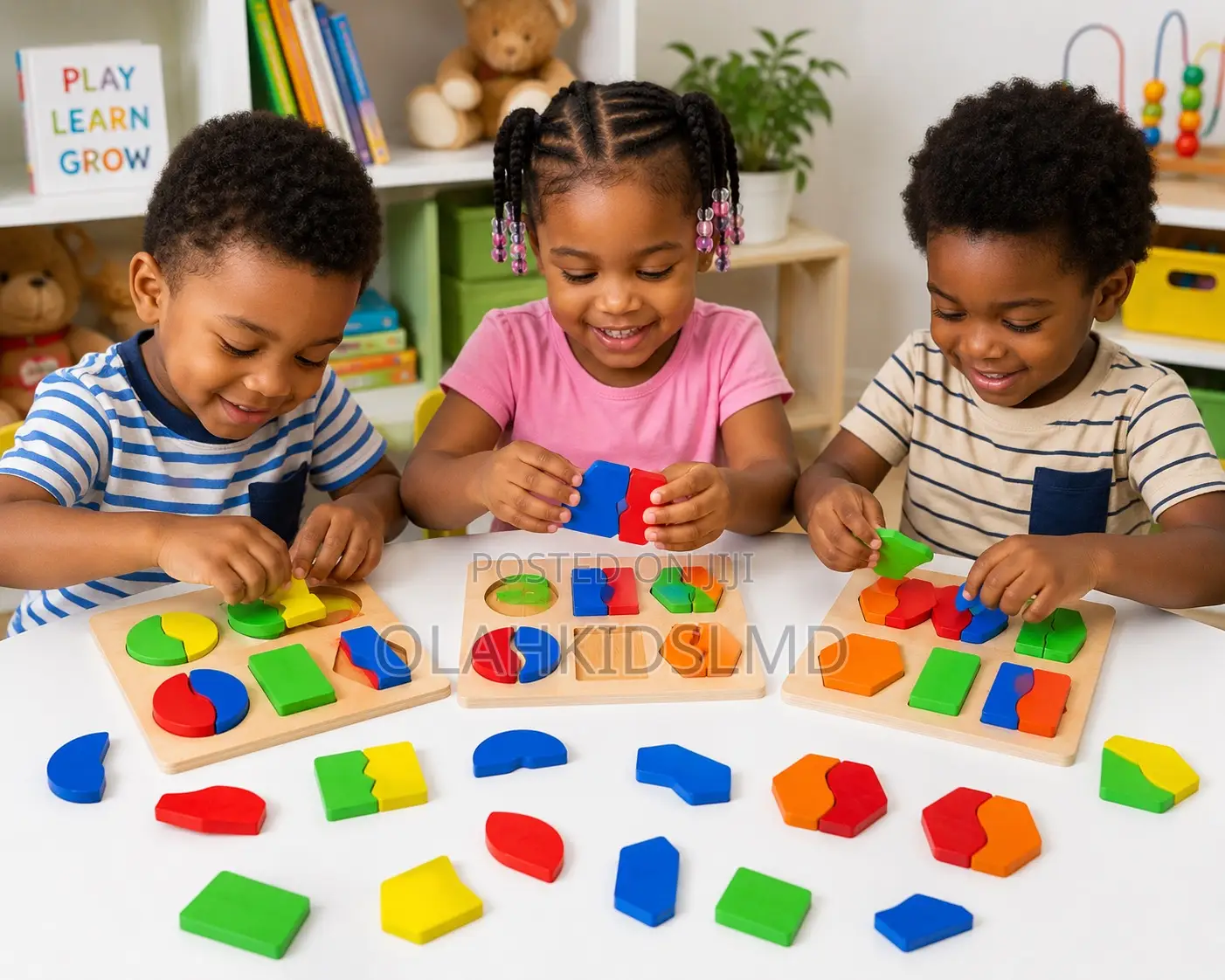 Wooden Two-Piece Shape Puzzle Board – Color Matching Learning Toy