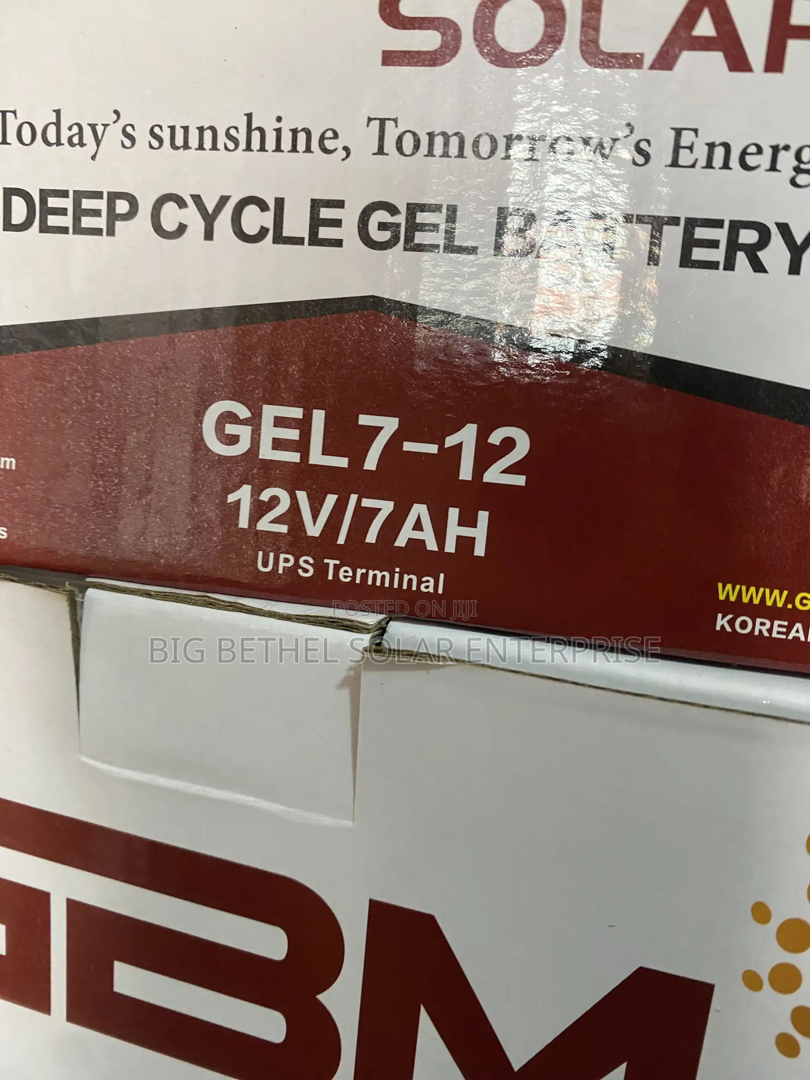 7ah 12v GBM Solar Gel Ups Battery