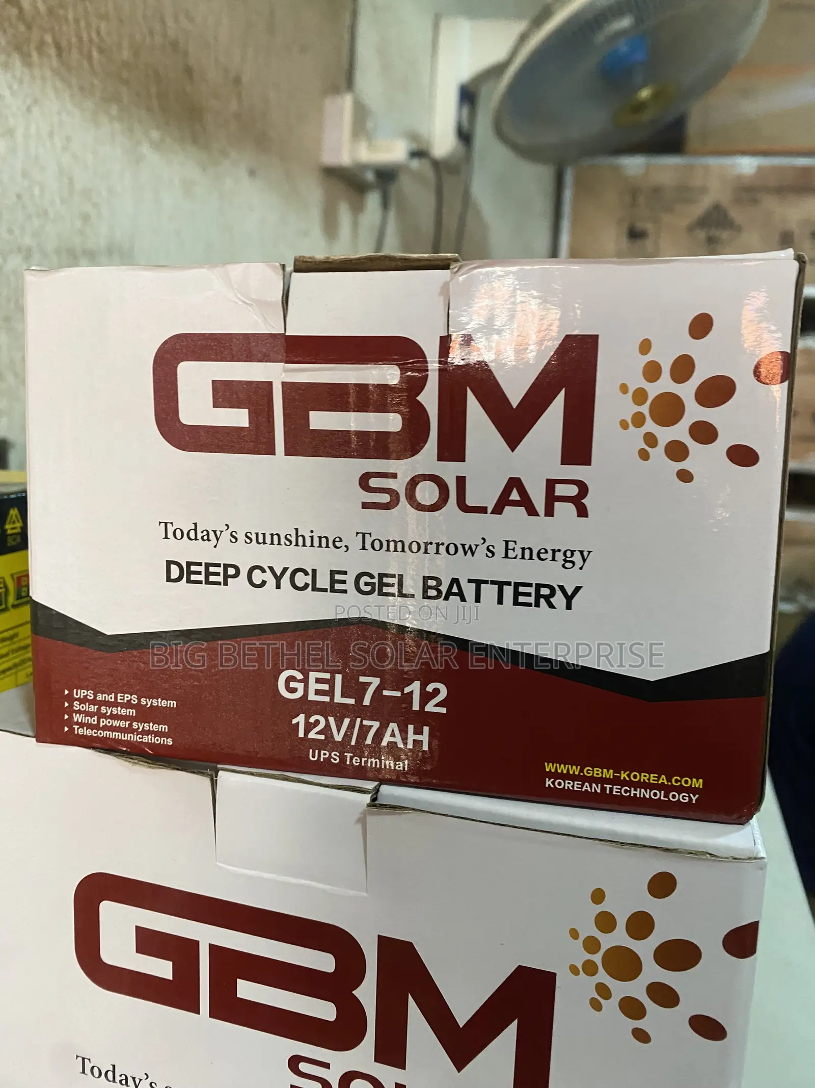 7ah 12v GBM Solar Gel Ups Battery