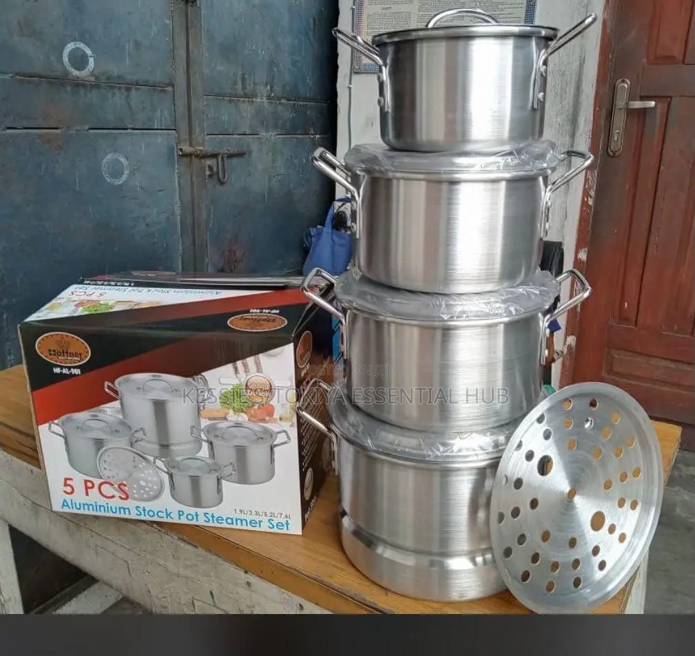 5pcs Aluminum Stock Pot With Steamer