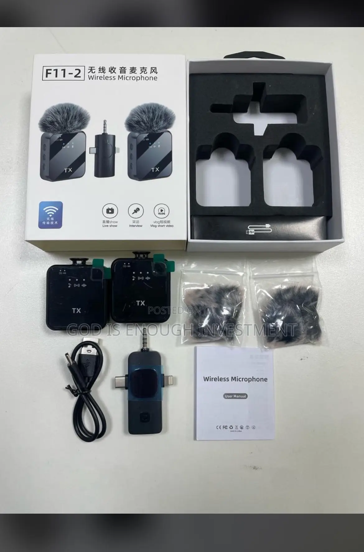F11-2 Content Wireles 2 In 1 Mic With Noise Cancellation 3in1 Conector