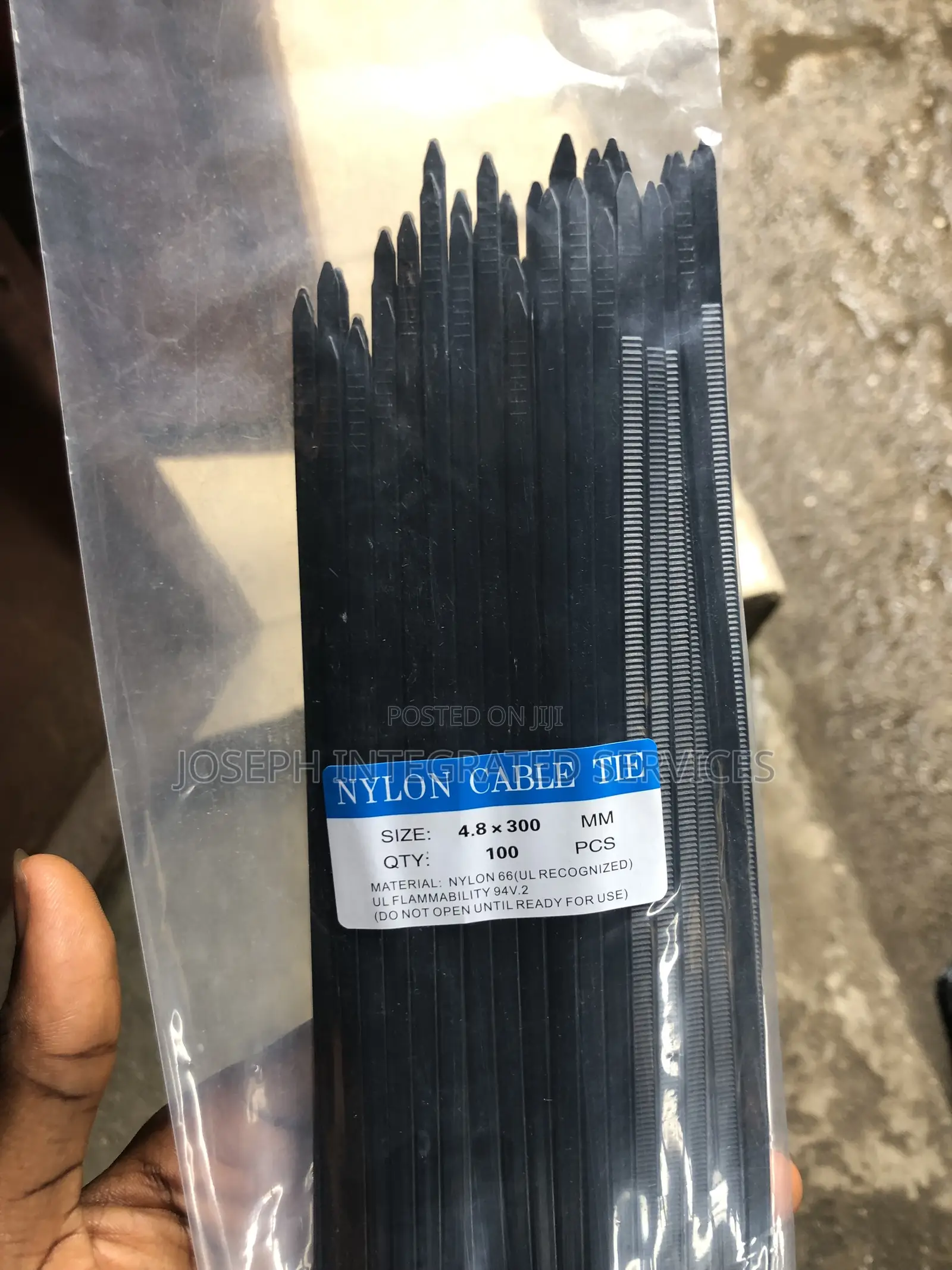 Black Nylon Cable Ties 4.8 Mm by 300 Mm.