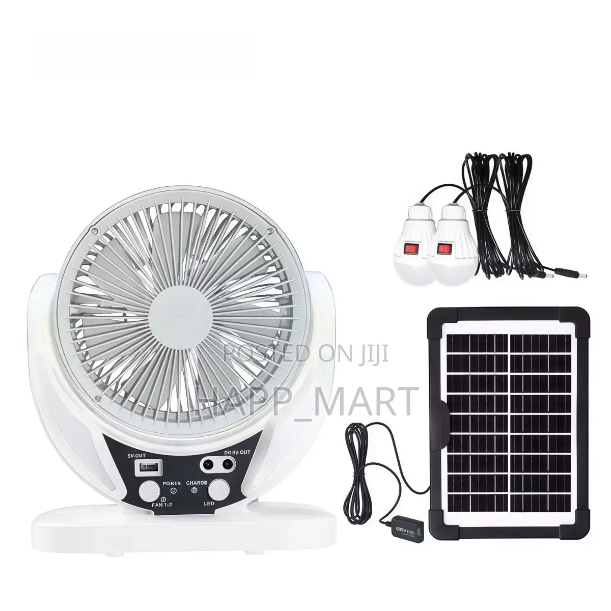4-in-1 Solar Rechargeable Fan With Led Lights