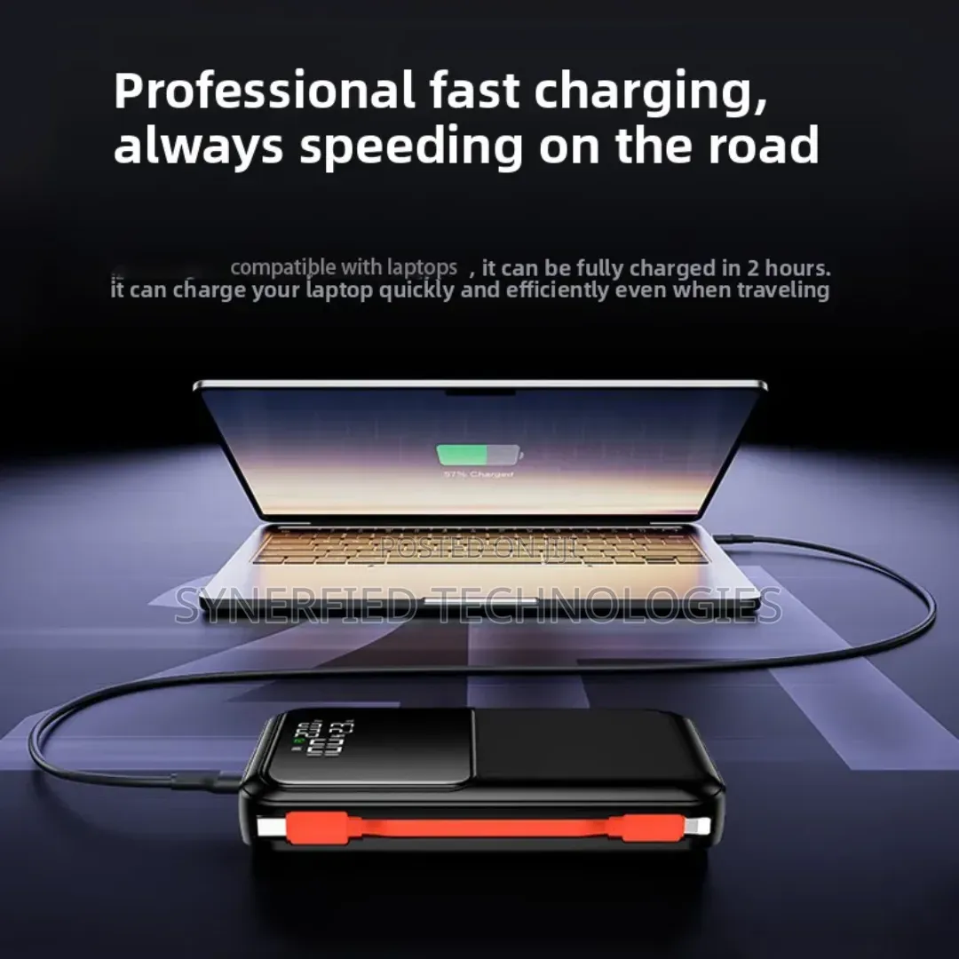 20000mah 45w Fast Charging Power Bank, Ultra Slim With Built-in Cable