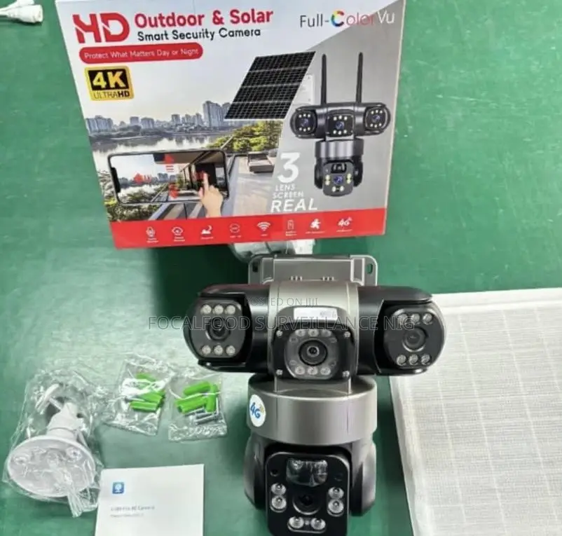 Solar Powered Auto-Tracking Complete 3 Lens CCTV Camera Ultra Hd
