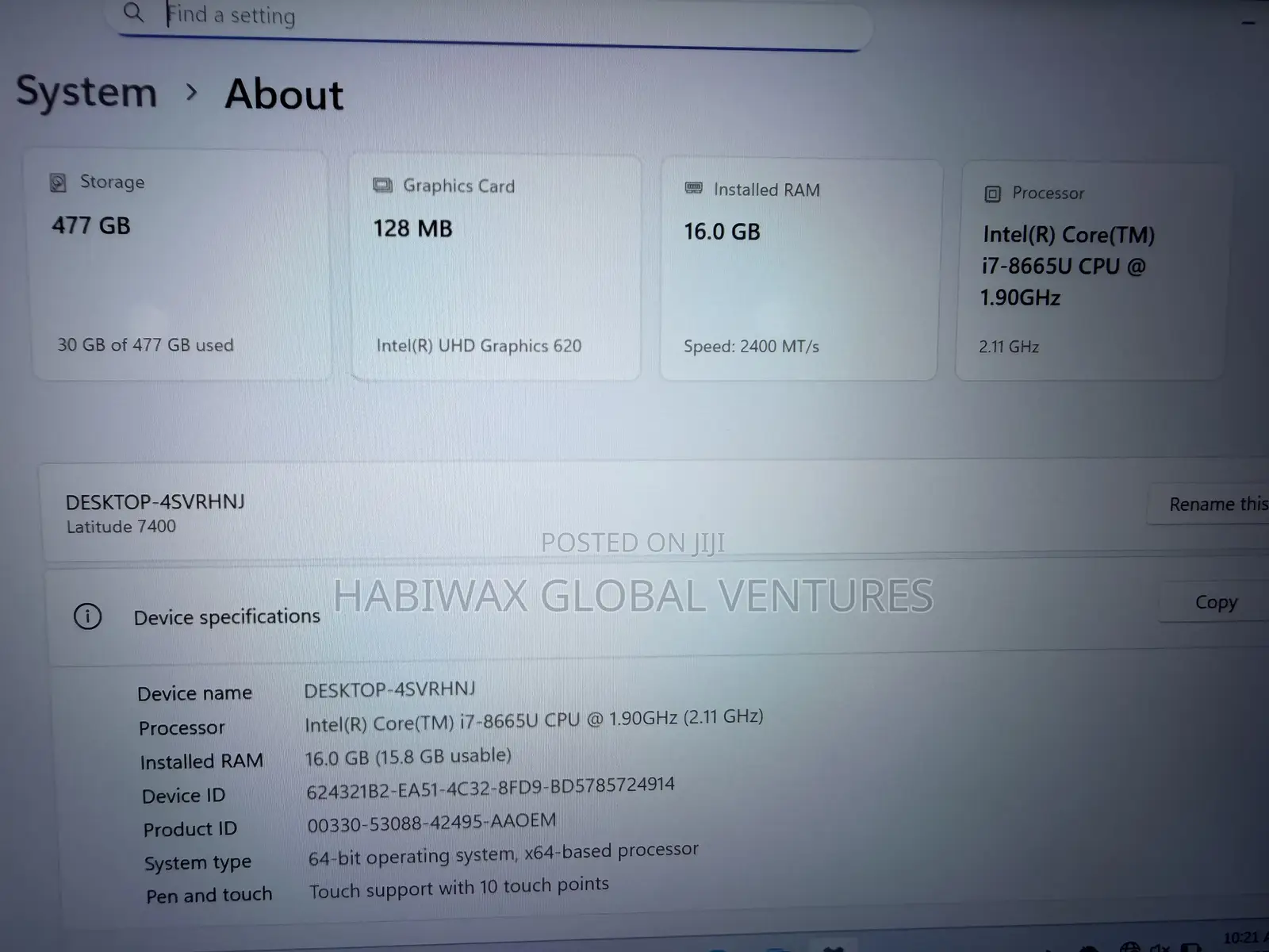Laptop Dell Latitude 7400 16GB Intel Core i7 SSD 512GB