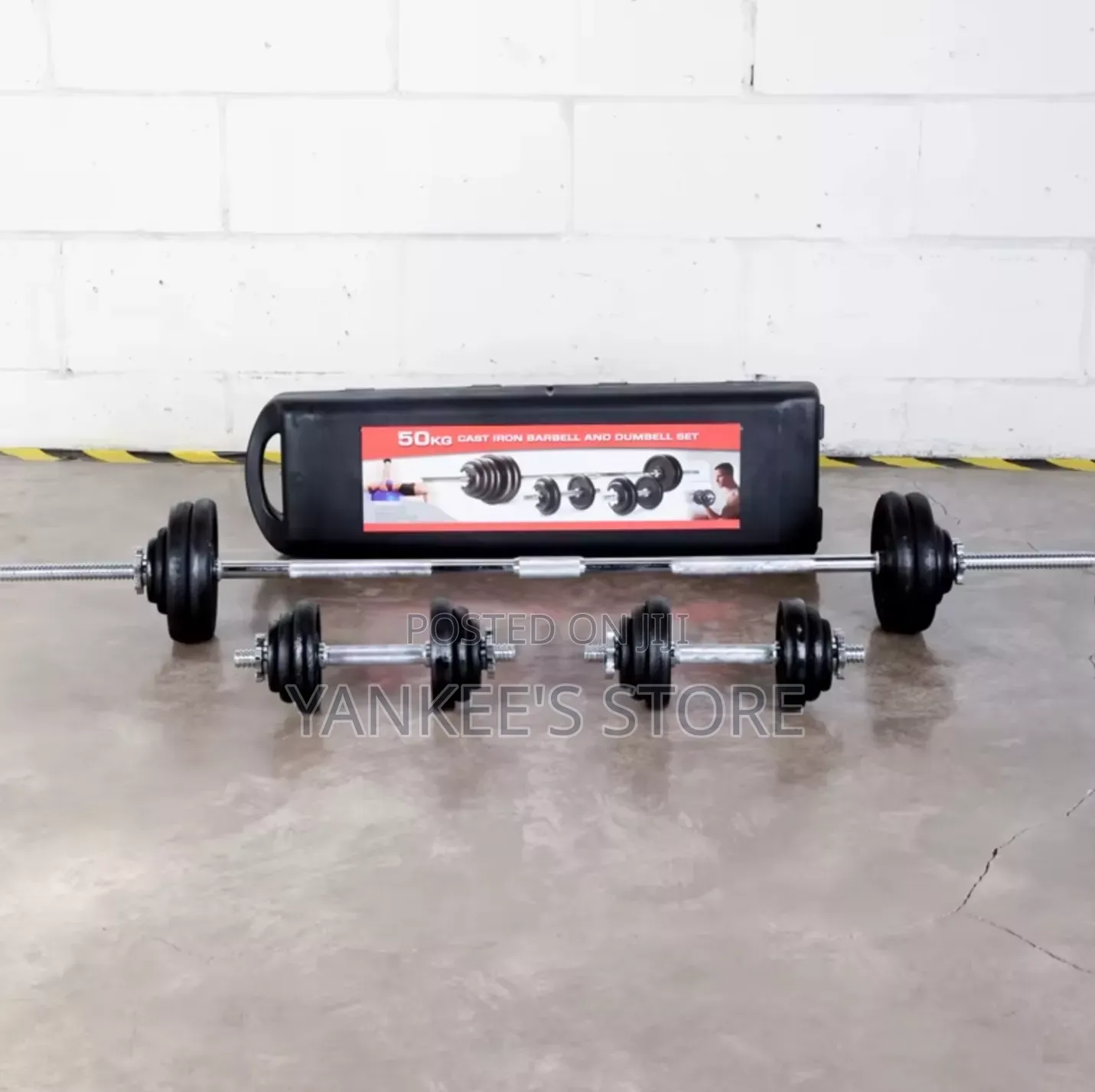 Imported 50kg Adjustable Cast Iron Dumbbell and Barbell Set