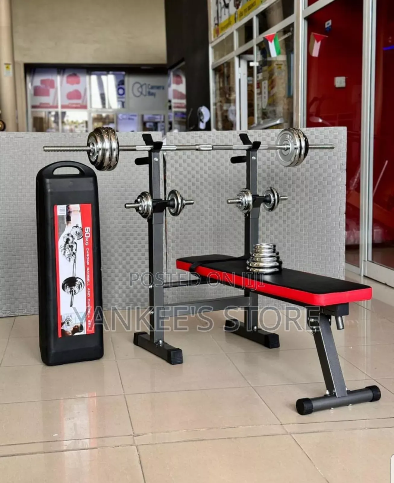 Imported 50kg Adjustable Cast Iron Dumbbell and Barbell Set