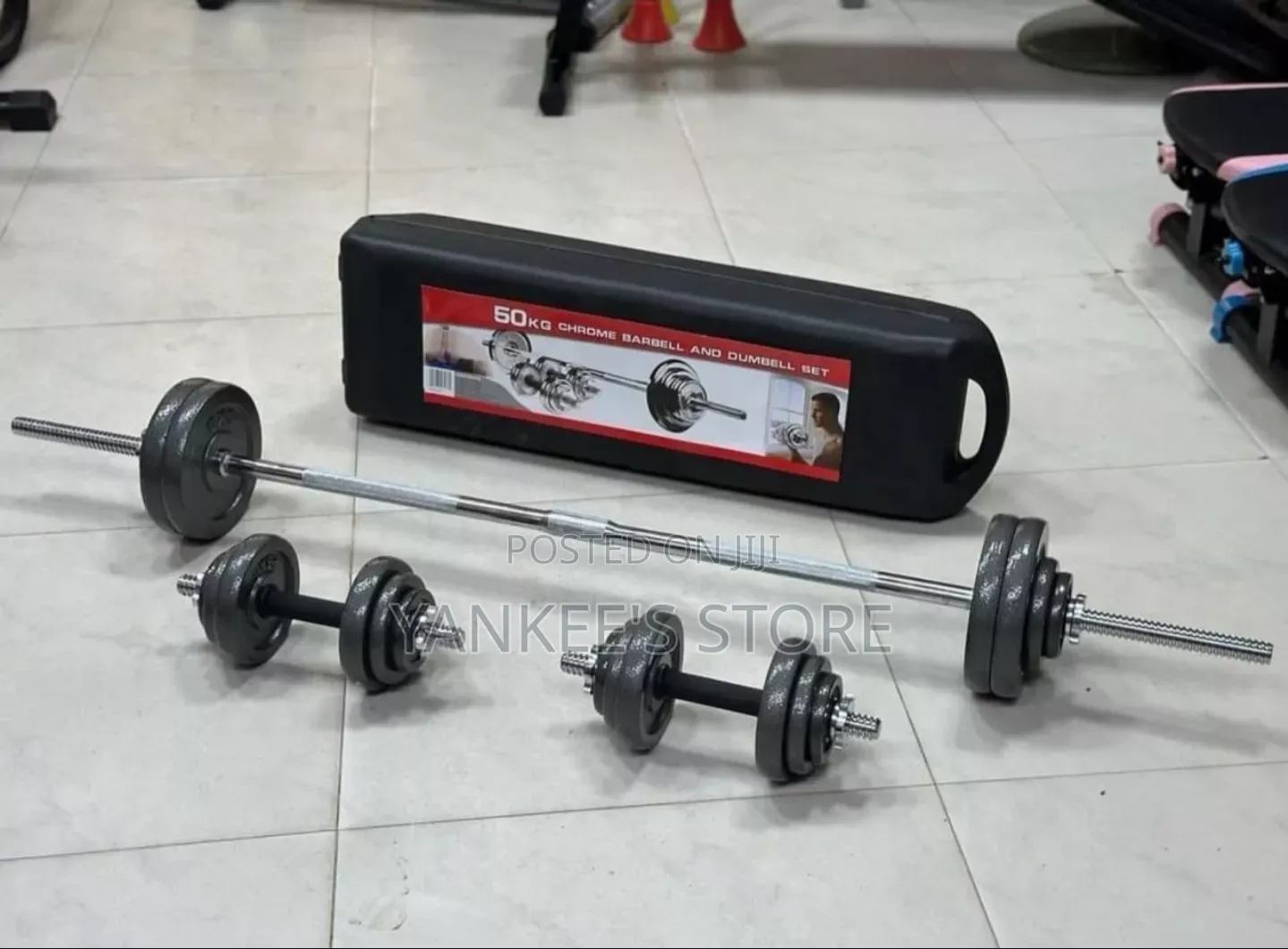 Imported 50kg Adjustable Cast Iron Dumbbell and Barbell Set