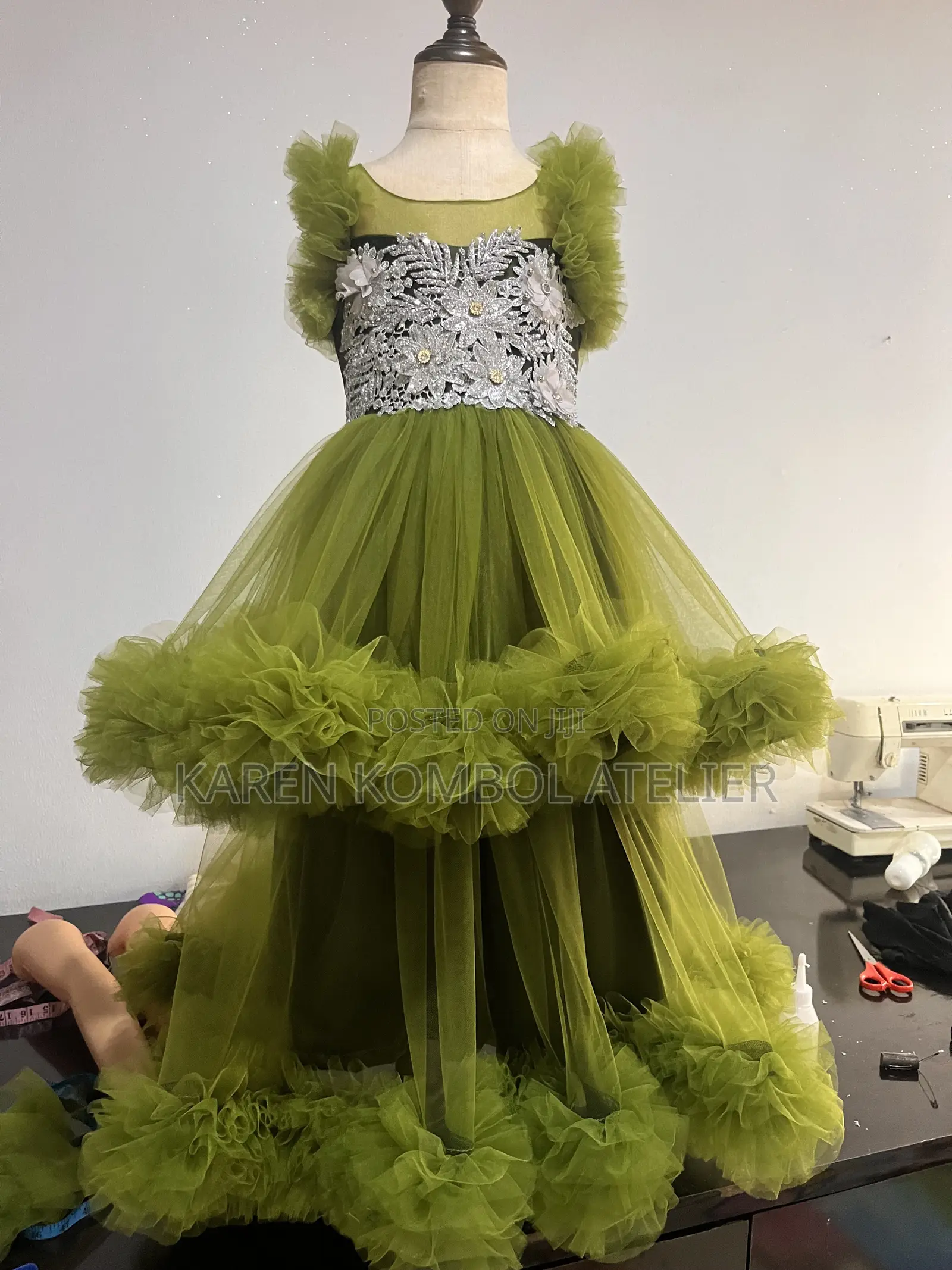 Luxury Olive Green Dress