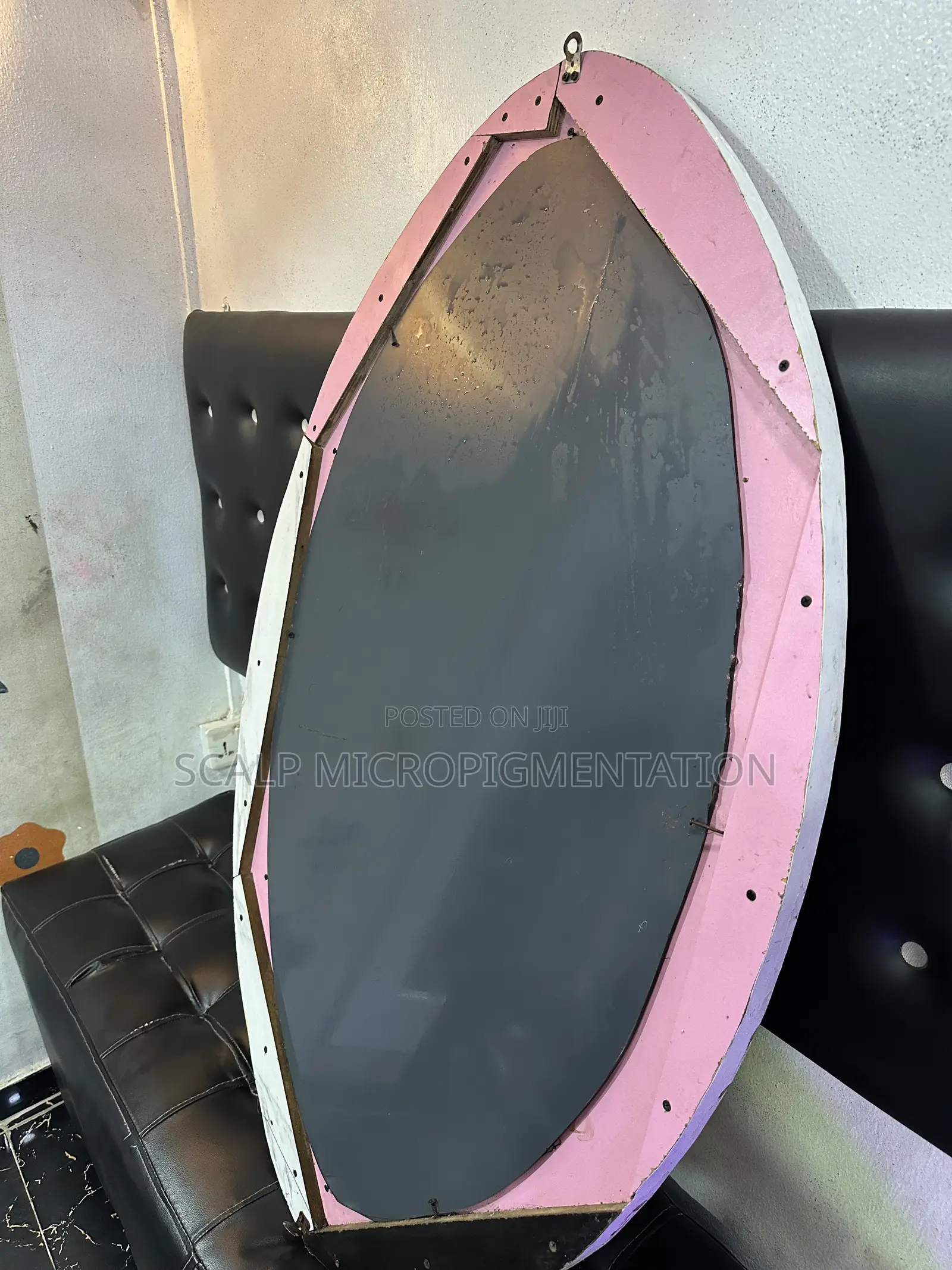 Oval Wood Inlay Mirror
