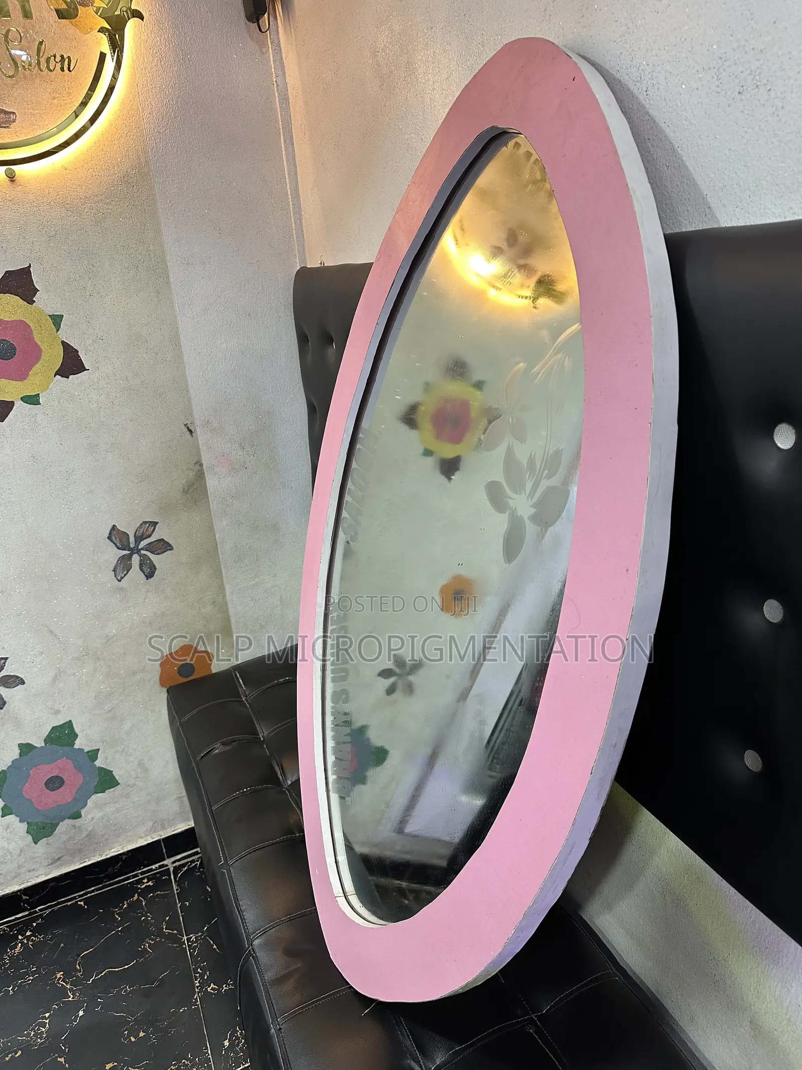 Oval Wood Inlay Mirror