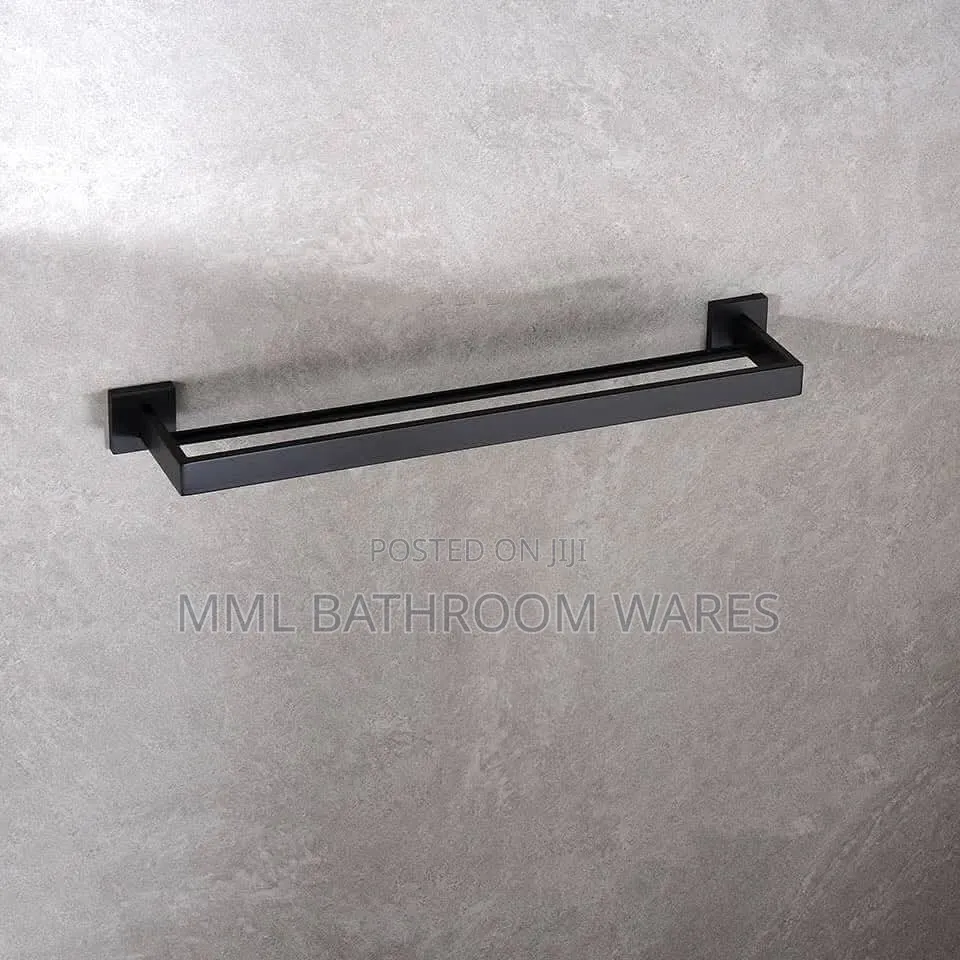 60cm Matte Black Double Towel Holder