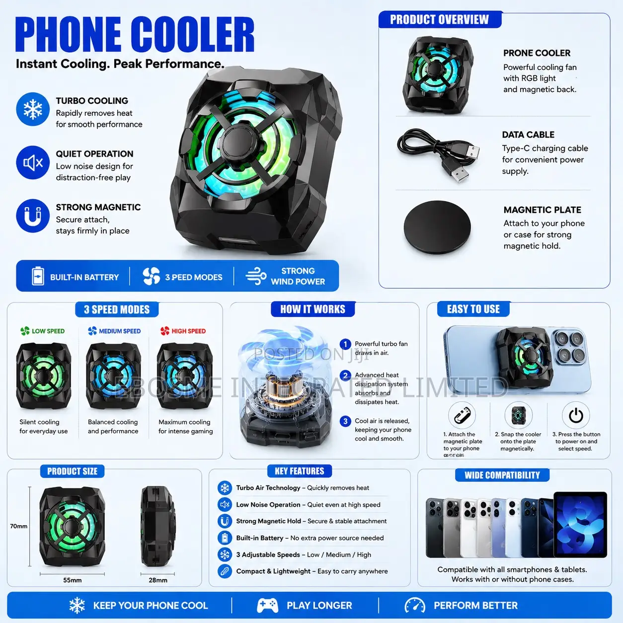 Rechargeable Phone Radiator Cooler