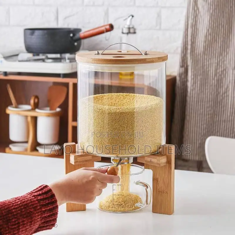 Glass Food Storage Container With Dispenser and Glass Cup