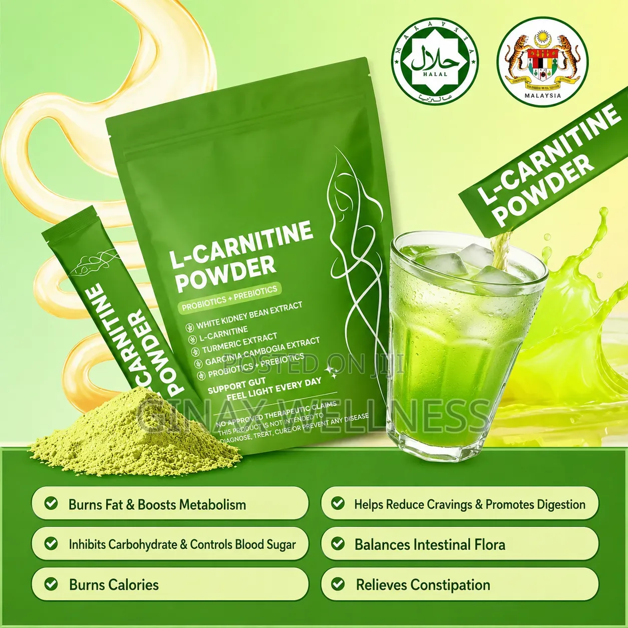L-Carnitine Powder Drink for Weight Loss, Metabolism, and Blood Sugar