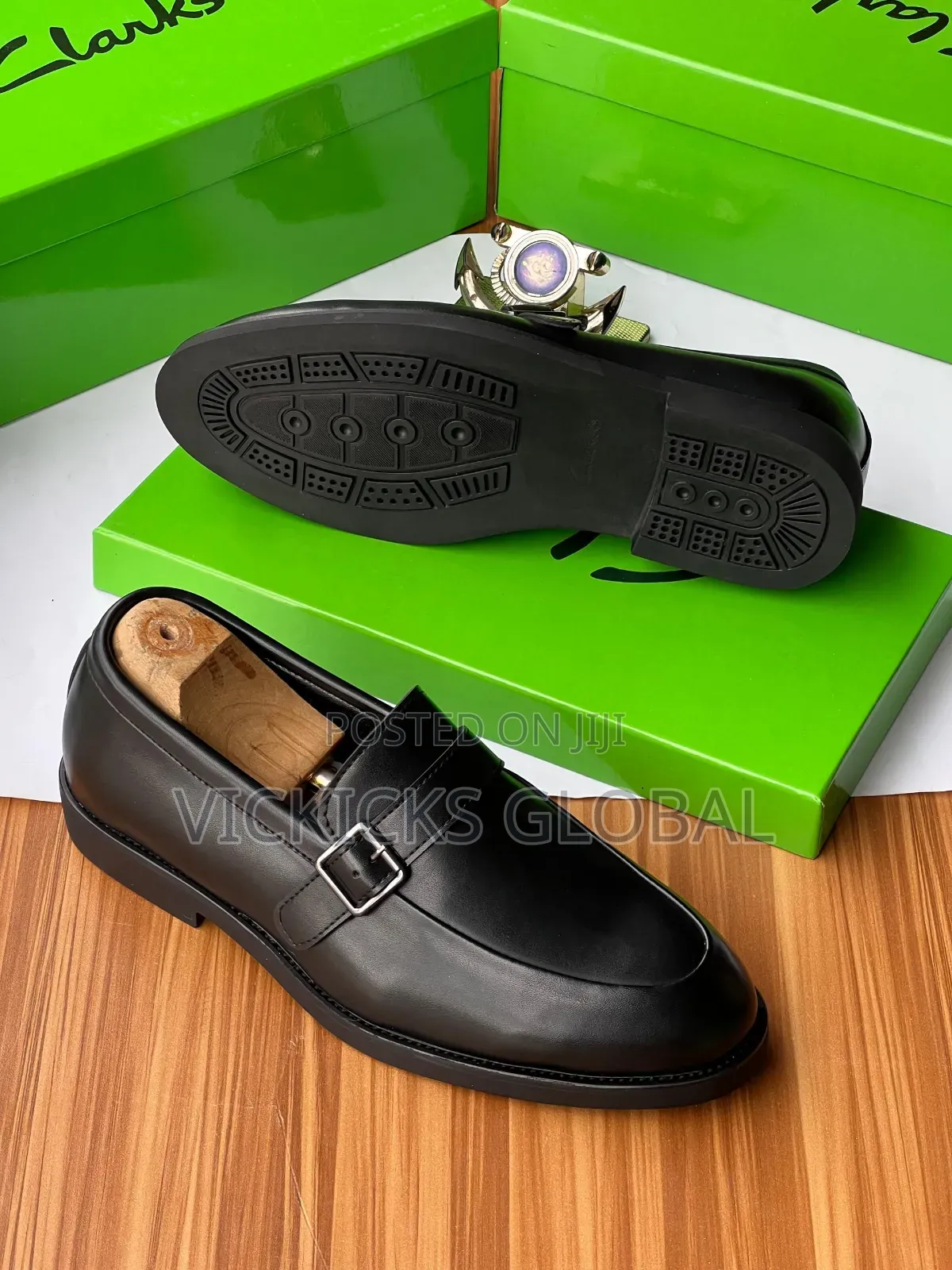 Clarks Leather Monk Strap Loafers