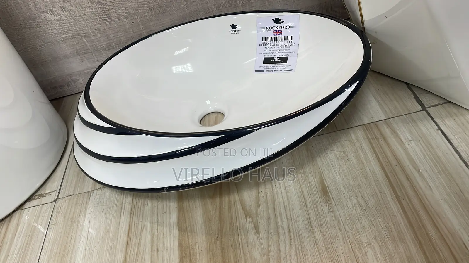 White and Black Stripe Cabinet Basin