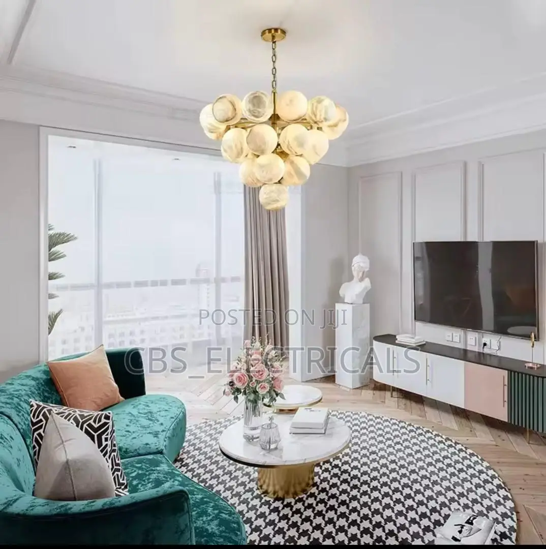 Luxurious 25-Ball Marble Globe Chandelier