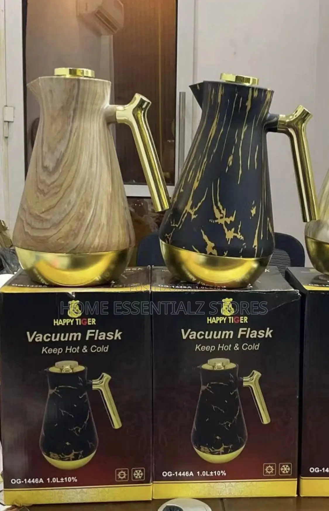 Luxury 1000ml Marble Vacuum Flask Jug - Hot Cold Thermal Tea Flask
