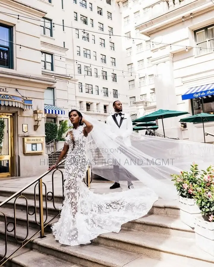 Elite Illusion Neckline Textured Lace Mermaid Bridal Gown