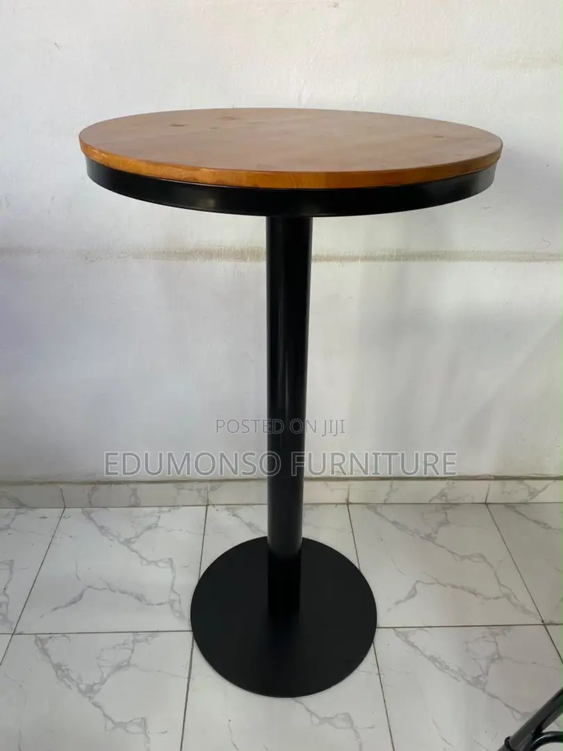 Round Bar Height Bistro Pub Table - Natural Wood Top