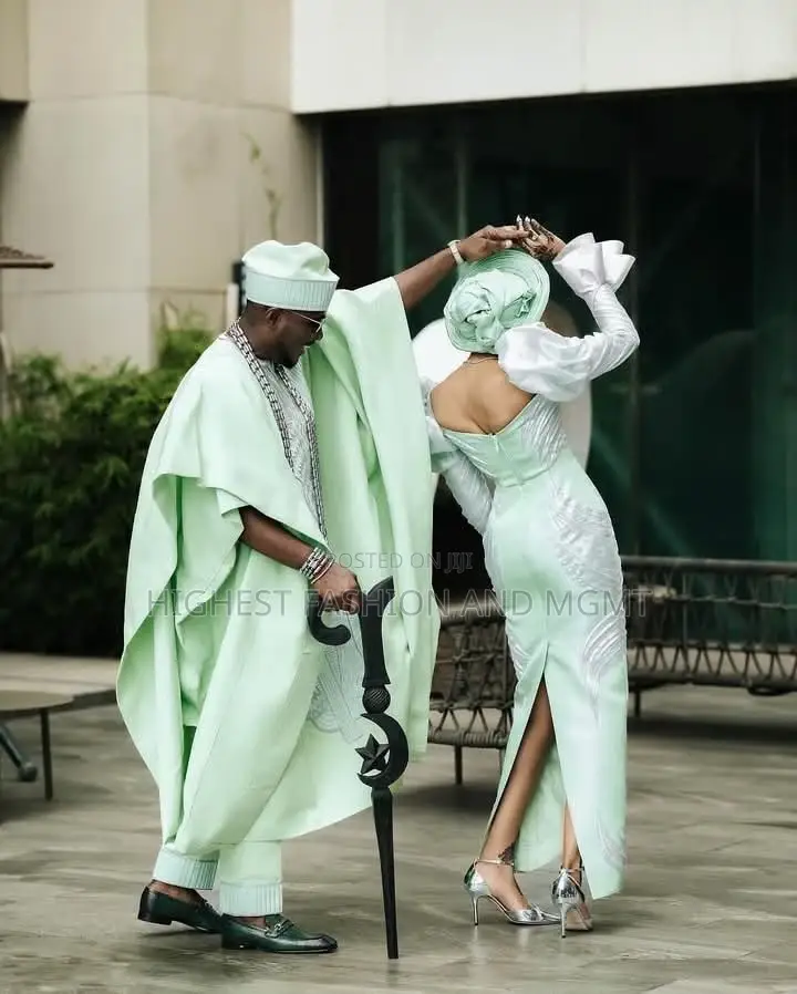 Futuristic Pleated Shell-Bodice Bridal Aso-Oke Gown