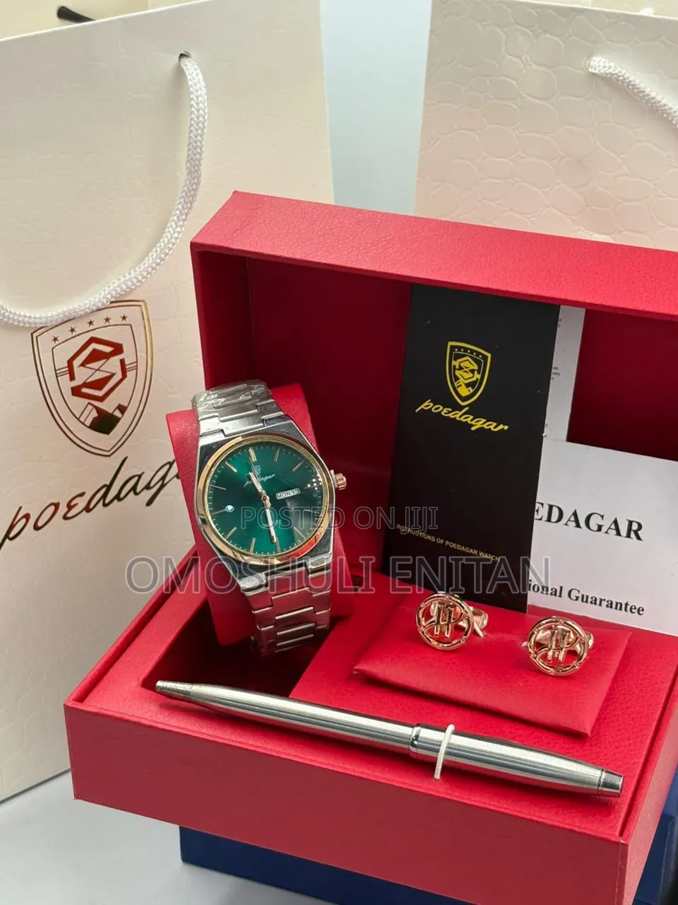 Poedagar Classic Gift Set-Watch, Cufflinks, Pen